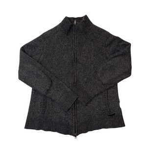 Bugatti Womens XL Charcoal Grey 100% Merino Wool Full Zip Cardigan Sweater Warm‎